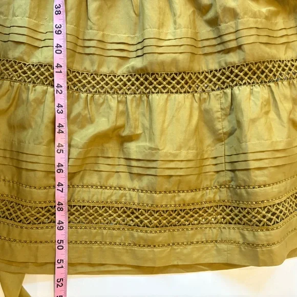 Marie Oliver || Juliet Silk-Blend Belted Ruffle Midi Dress in Green Large - Picture 9 of 10